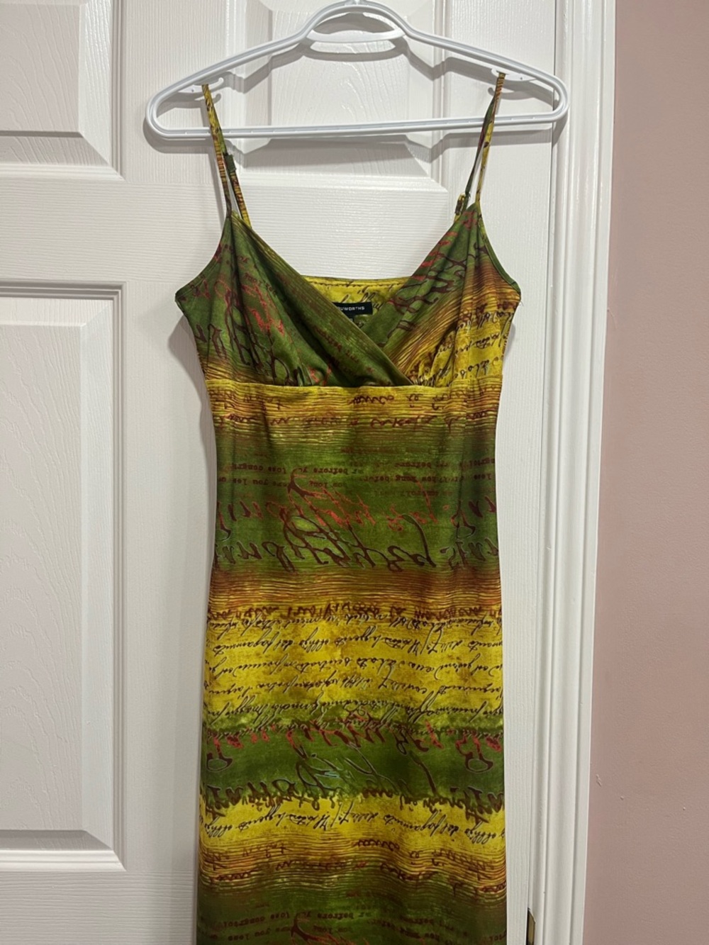 Truworths Green and Yellow Printed Midi Slip Dress
